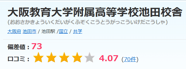 大阪教育大学附属高等学校池田校舎偏差値