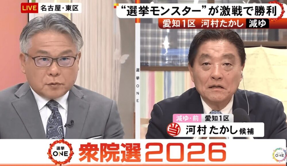 東海テレビニュース2026年2月-選挙モンスター河村たかし
