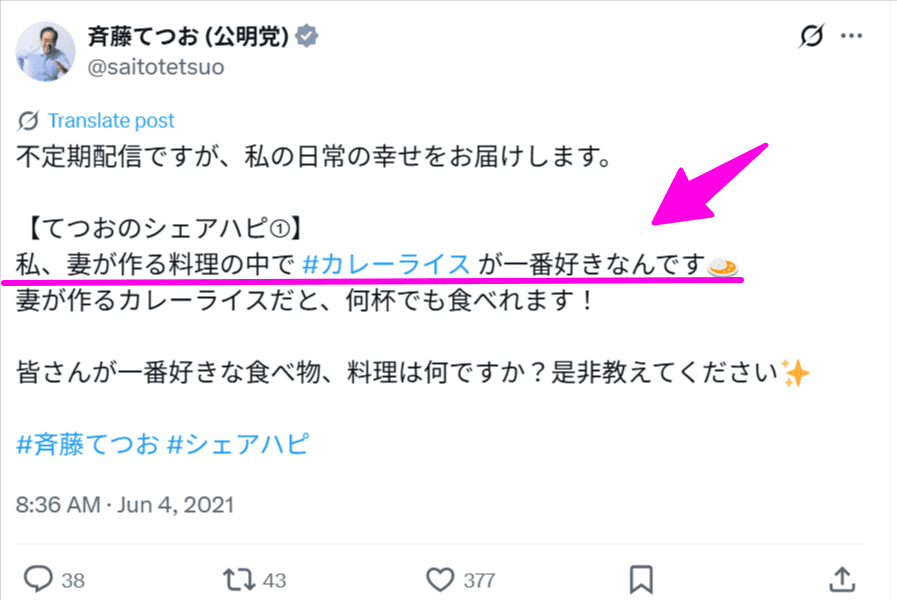 斉藤鉄夫 カレー