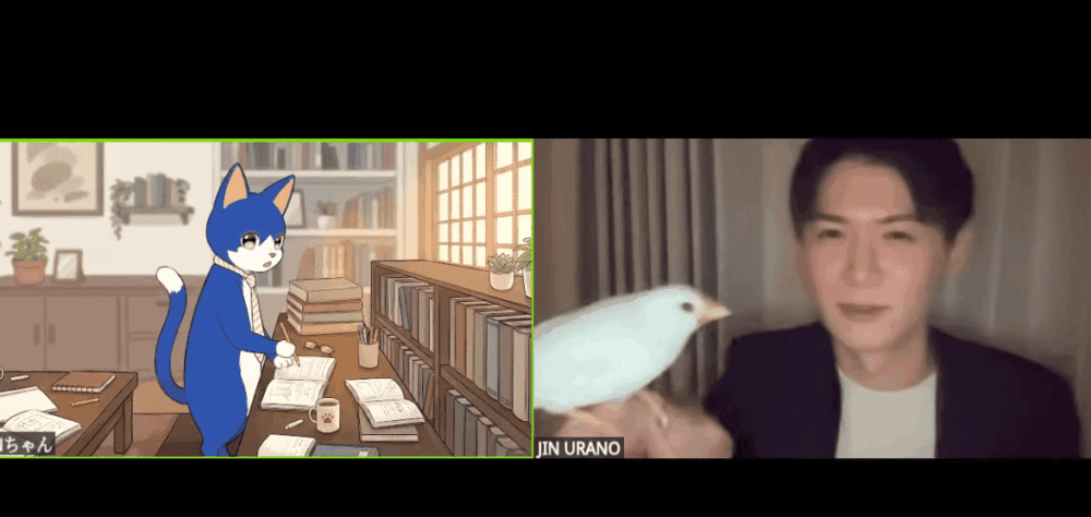 ZeHacQに出演した浦野仁とペットの文鳥